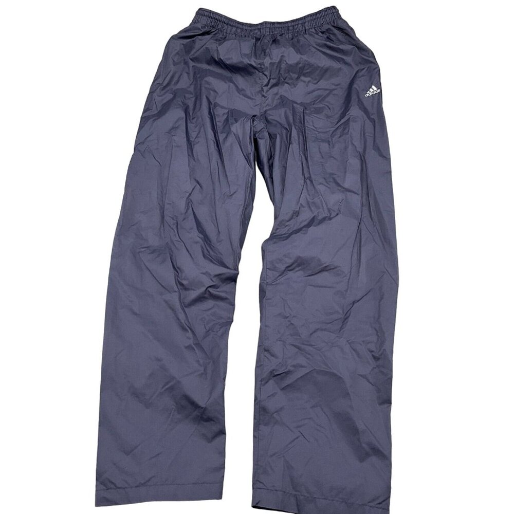 Adidas Track Pants Unisex Large 28w x 31L Blue Stitched‎ Logo Nylon Cotton